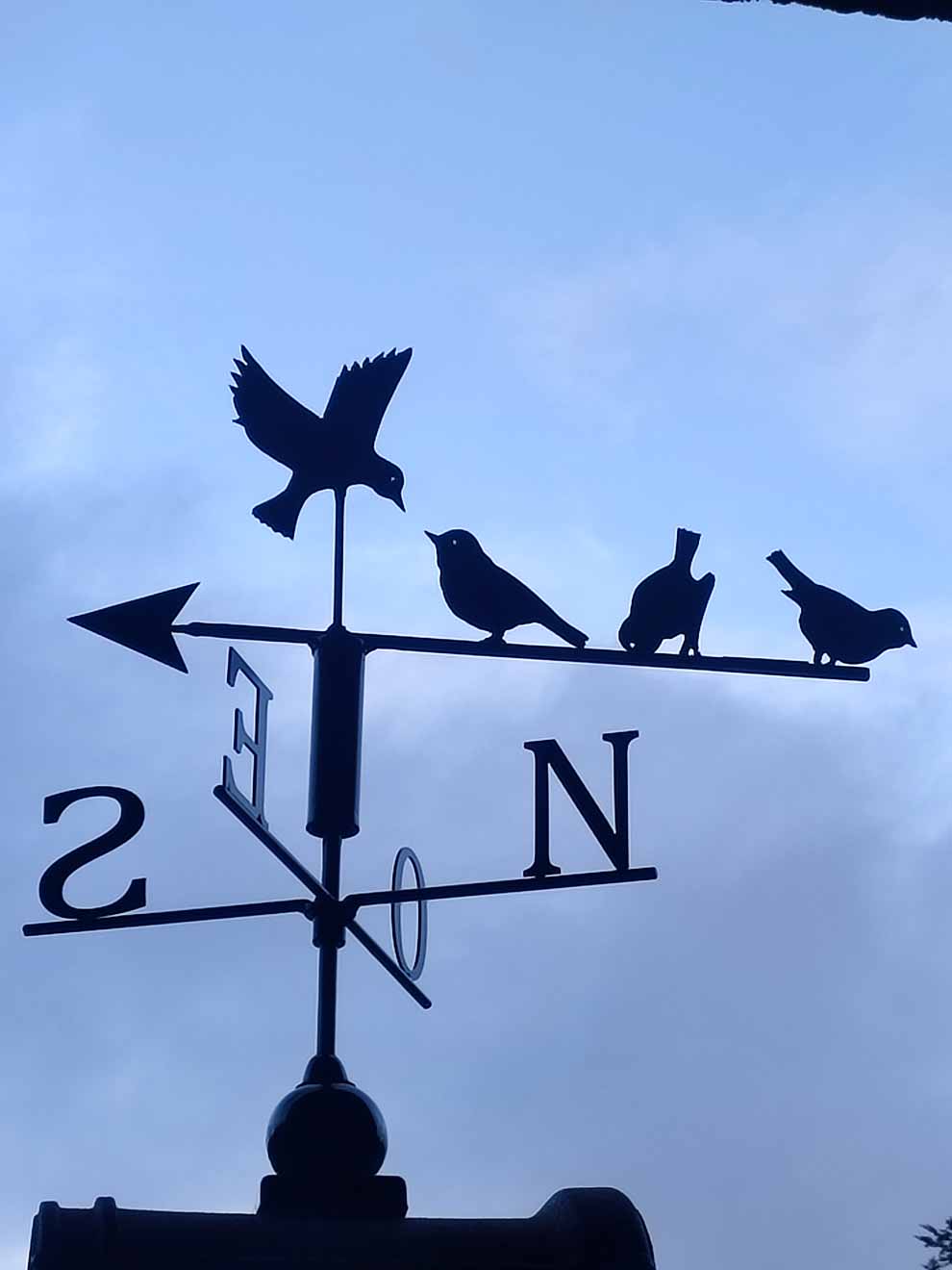 Une girouette représentant des oiseaux perchés à son sommet